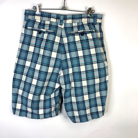Old Navy Surplus Blue white black plaid long shorts size 32 - Picture 3 of 8